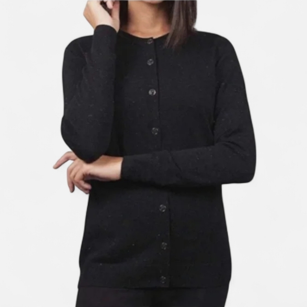 ORIGINAL by Nicole Miller Black  Buttoned Down Long Sleeve Sweater M Classic
